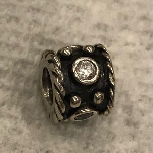 Pandora charm - silver with clear stones